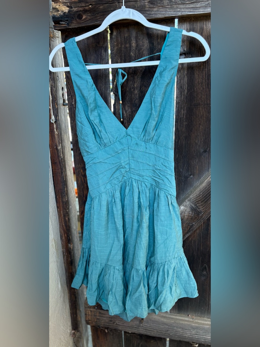 Indhikah Teal V‑Neck Tiered Summer Dress - Women